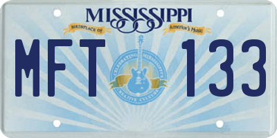 MS license plate MFT133