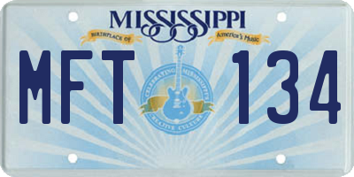MS license plate MFT134