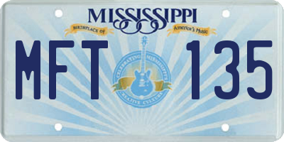 MS license plate MFT135