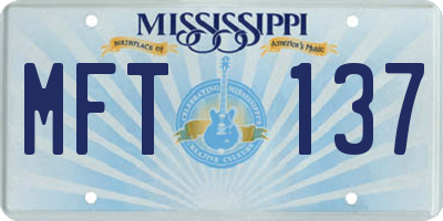 MS license plate MFT137