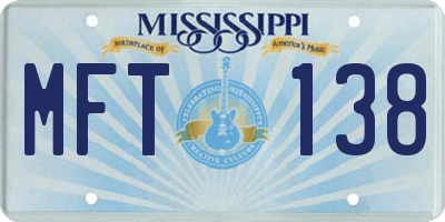 MS license plate MFT138