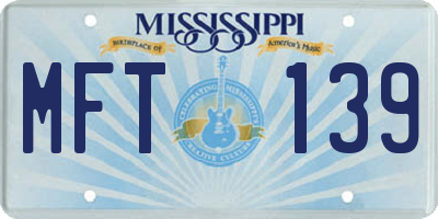 MS license plate MFT139
