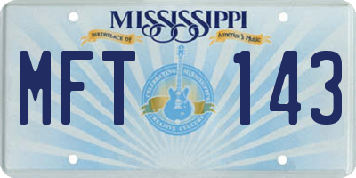 MS license plate MFT143