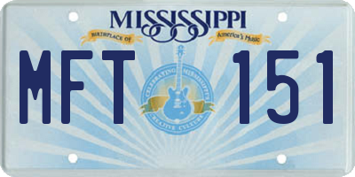 MS license plate MFT151
