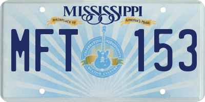 MS license plate MFT153
