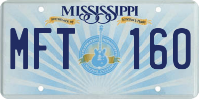 MS license plate MFT160