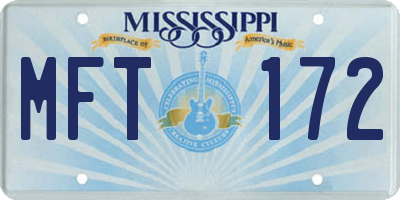 MS license plate MFT172