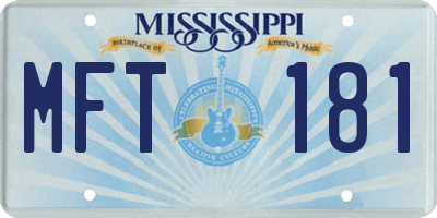 MS license plate MFT181