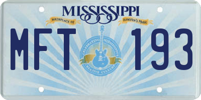 MS license plate MFT193