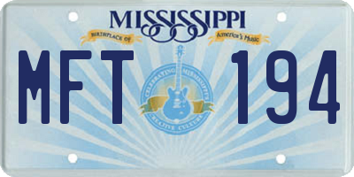 MS license plate MFT194