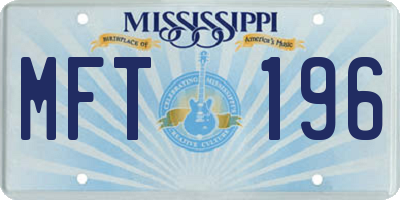 MS license plate MFT196