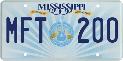 MS license plate MFT200