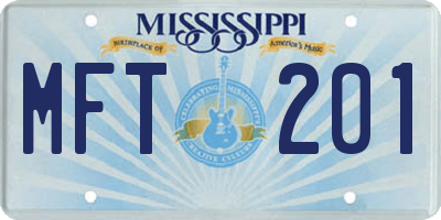 MS license plate MFT201
