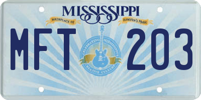 MS license plate MFT203