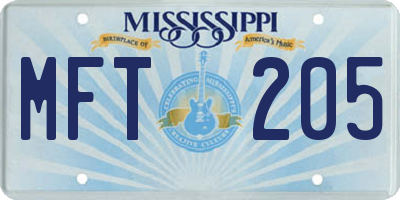 MS license plate MFT205