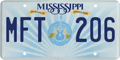 MS license plate MFT206