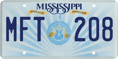 MS license plate MFT208