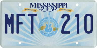 MS license plate MFT210