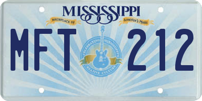 MS license plate MFT212