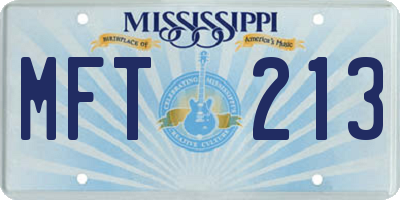 MS license plate MFT213