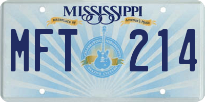 MS license plate MFT214