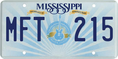 MS license plate MFT215