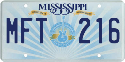 MS license plate MFT216