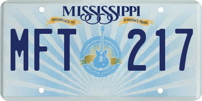 MS license plate MFT217