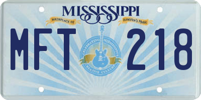 MS license plate MFT218