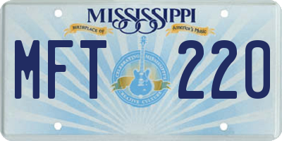 MS license plate MFT220