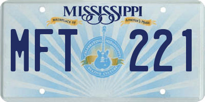 MS license plate MFT221