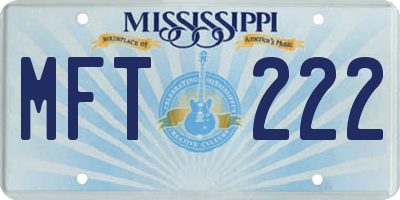 MS license plate MFT222
