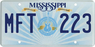 MS license plate MFT223