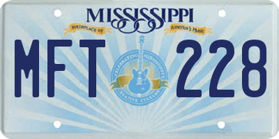 MS license plate MFT228