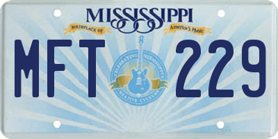MS license plate MFT229