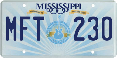 MS license plate MFT230