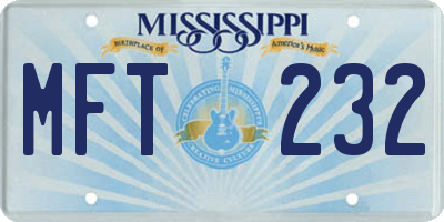MS license plate MFT232