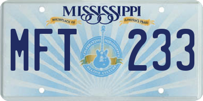 MS license plate MFT233