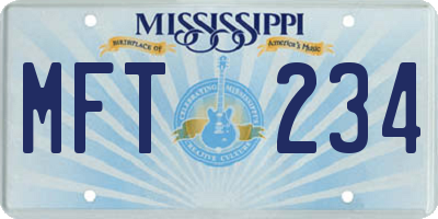 MS license plate MFT234
