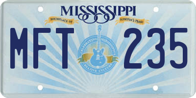 MS license plate MFT235