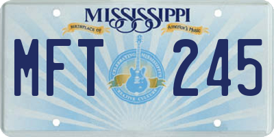 MS license plate MFT245