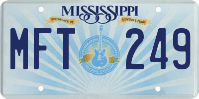 MS license plate MFT249