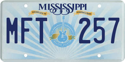 MS license plate MFT257
