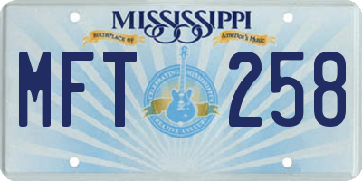 MS license plate MFT258