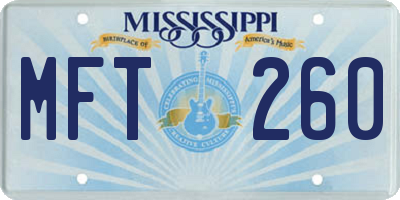 MS license plate MFT260