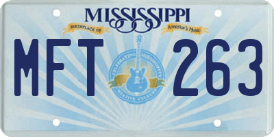 MS license plate MFT263