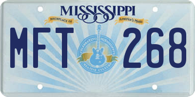MS license plate MFT268