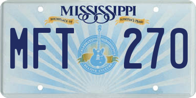 MS license plate MFT270