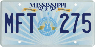 MS license plate MFT275