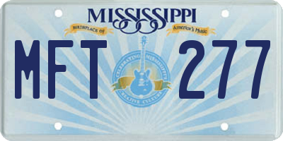 MS license plate MFT277